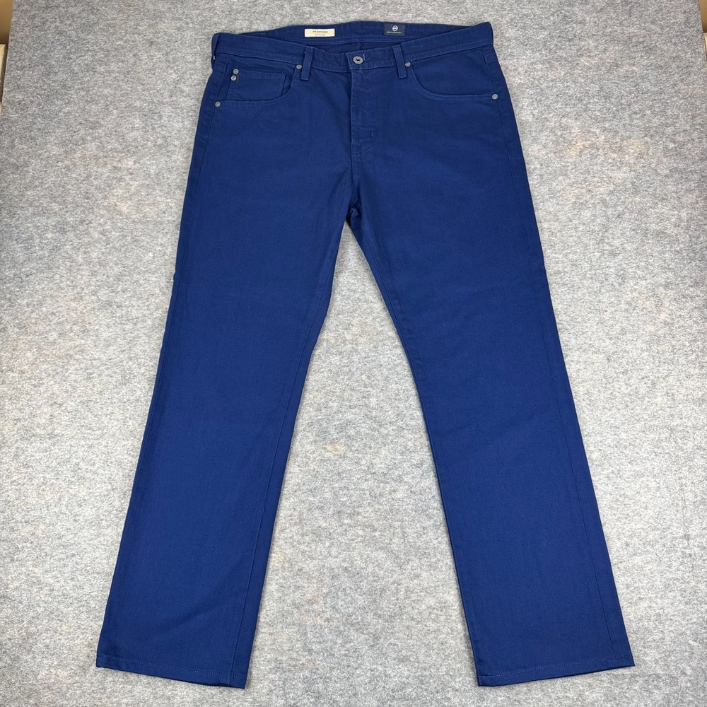 AG The Matchbox Slim Straight Jeans 30" Cotton Stretch Pockets Blue Mens 36